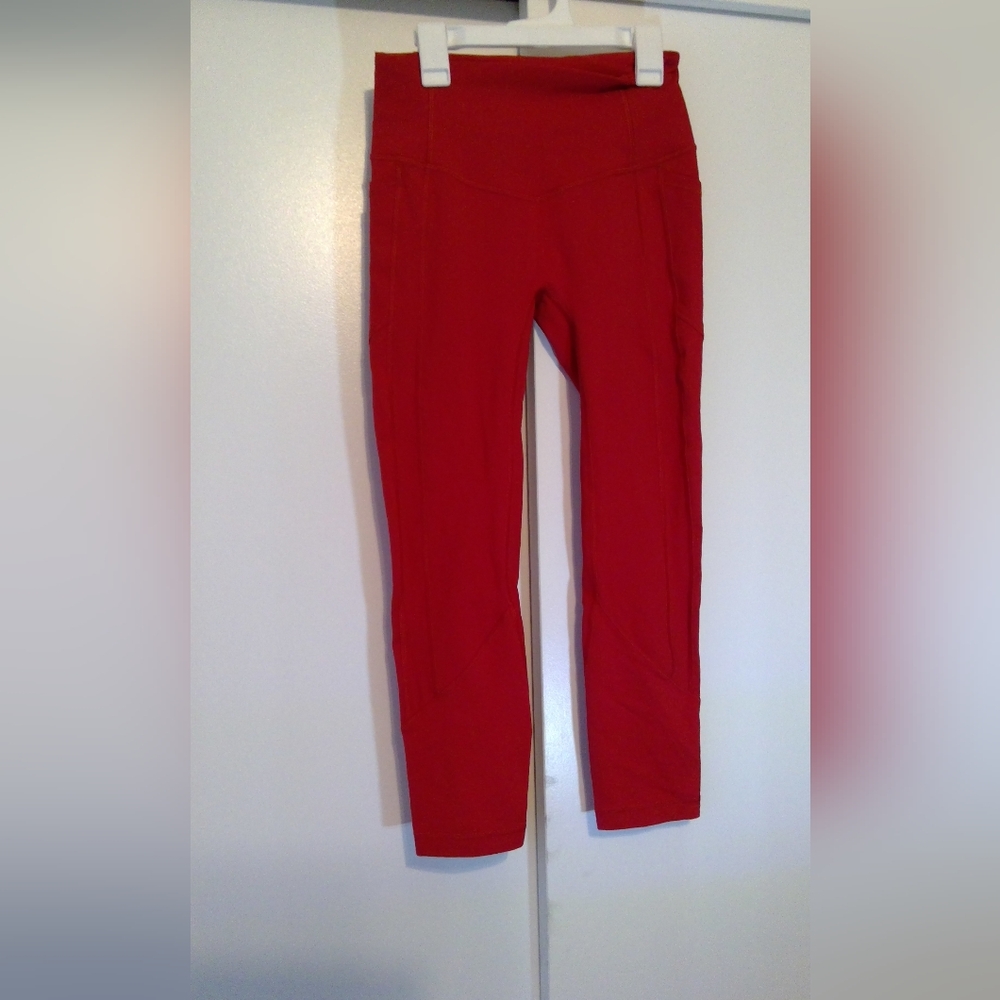 Lululemon Red Leggings Sleek Athletic Fit